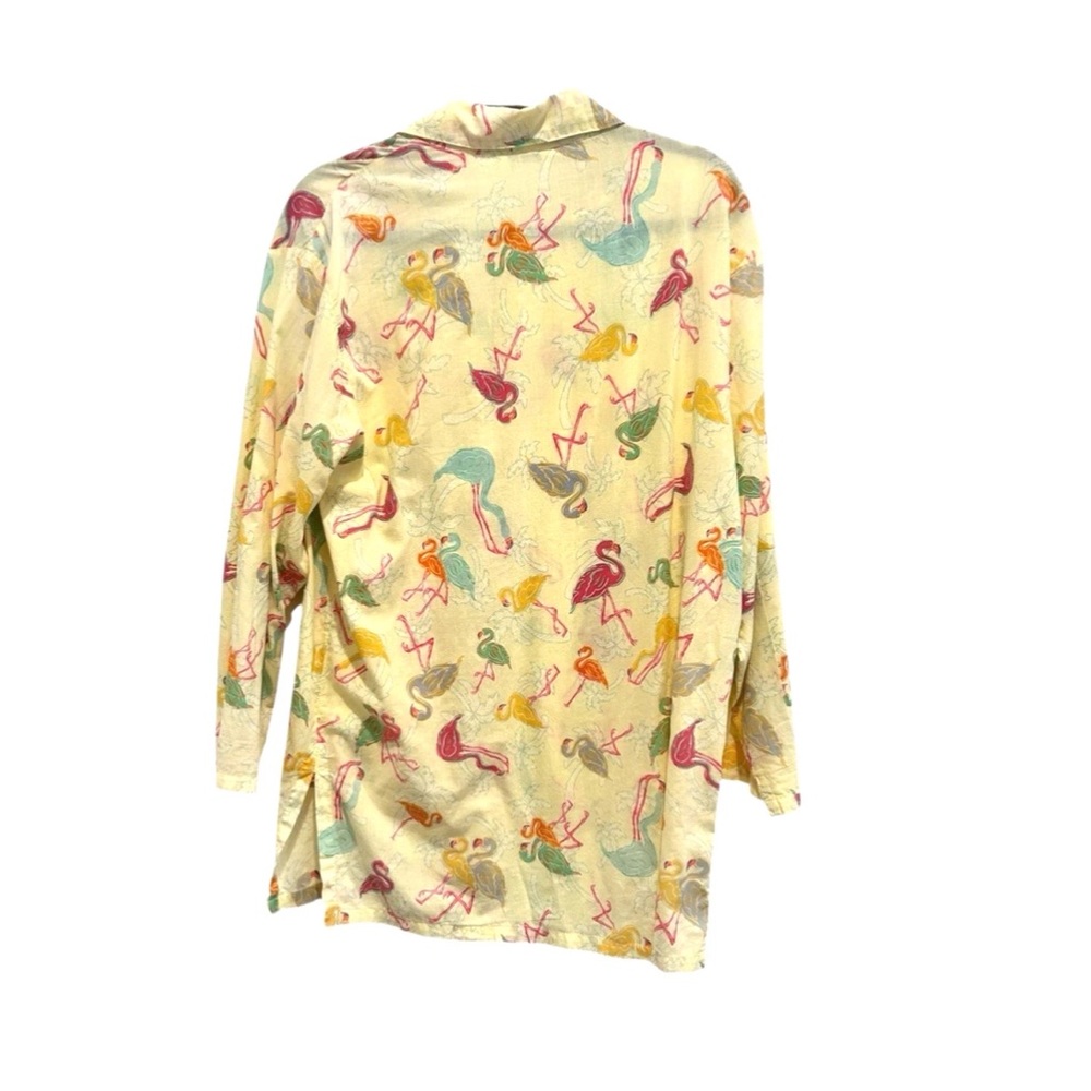 Fresh Produce Women's Button Up Shirt Size M Yellow Flamingos Coverup Cotton - Picture 3 of 4